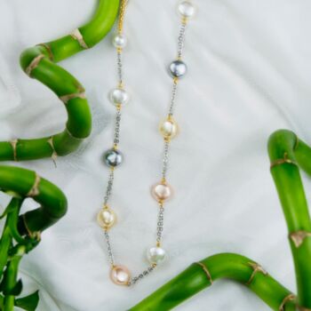 Freshwater Large White Grey Pearl Necklace And Earrings, 5 of 5