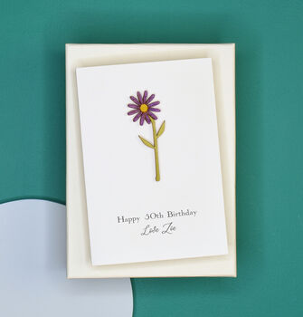 Miniature Engraved Flower Birthday Card, 4 of 12