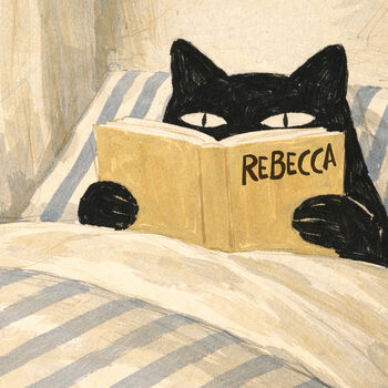 Cat Reading In Bed Print Personalized Favourite Book Gift, 8 of 9