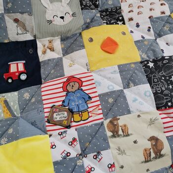 Baby Clothes Blanket, Memory Quilted T Shirt Blanket, Keepsake Patchwork Quilt, Toddler Clothes Quilt, Kids Clothes Quilt, 6 of 11