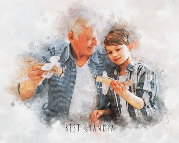 Watercolor Grandparents Portrait From Photo Gift For Nanny, Grandma, Grandad, 6 of 11