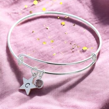 Personalised Star Birthstone Bangle, 4 of 9