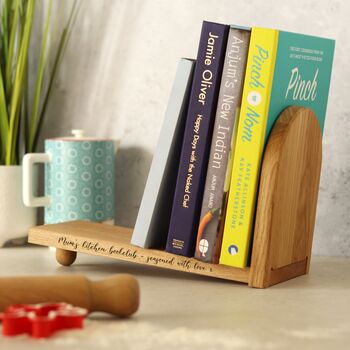 Personalised Solid Oak Freestanding Bookend Shelf, 2 of 9