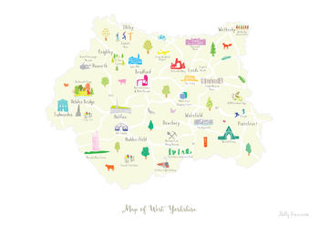 Map Of West Yorkshire Art Print, 7 of 8