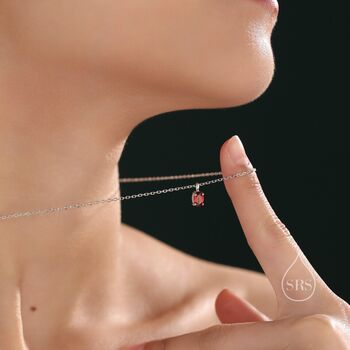 Tiny Genuine Garnet Oval Pendant Necklace, 6 of 11