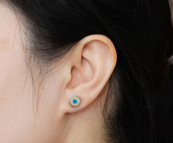 Colour Pencil Stud Earrings In Blue And Green, 3 of 3