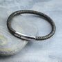 Men's Leather Plait Bracelet With Easy Clasp, thumbnail 3 of 7