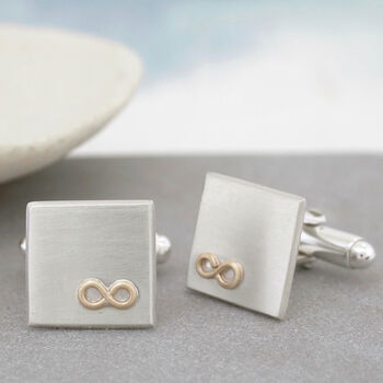 Personalised Wedding Cufflinks. Gold Infinity Symbol, 3 of 9