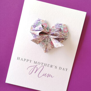 Personalised Mother's Day Floral Origami Heart Card, 3 of 10