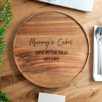 Personalised Cake Board Round Acacia Wood, 5 of 5