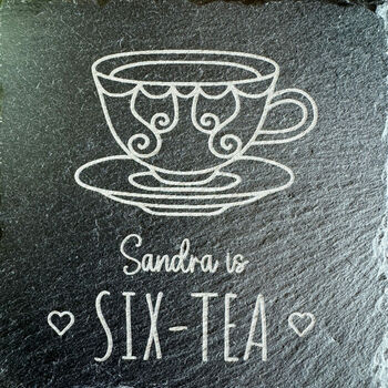 Engraved Personalised Slate Tea Coaster Name And Age Gift, 5 of 6