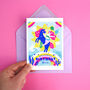 Personalised Mermaid Unicorn Happy Birthday Card, thumbnail 2 of 6