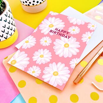 Pink Daisies Birthday Card, 3 of 5
