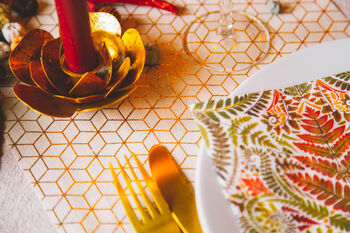 Cotton Table Runner Gold Geometric Pattern, 10 of 10