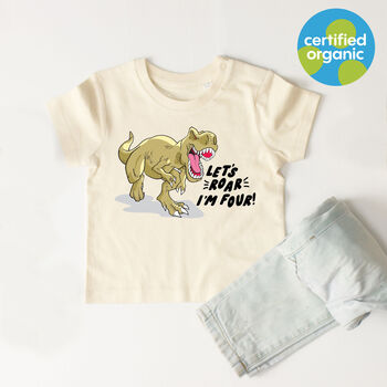 T Rex Birthday Kids T Shirt, 2 of 5