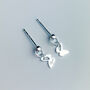 Sterling Silver Love Engraved Butterfly Drop Stud Earrings, thumbnail 2 of 4