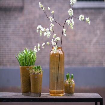Glass Flowervase Barrel B2 Gold Bubbles, 5 of 7