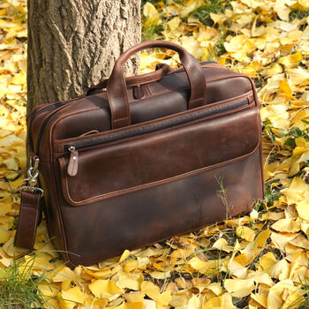 Online Exclusive Genuine Leather Briefcase With Large Front Pockets, 7 of 12