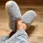 Two Tone Wool Fleece Slippers, thumbnail 2 of 6