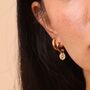 Wave Huggie Hoop Earrings In Gold Colour Finish, thumbnail 5 of 7