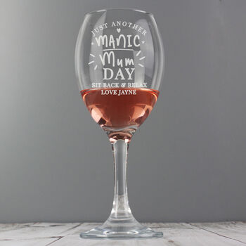 Personalised Manic Mum Day Wine Glass, 3 of 3