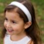 Grace Satin Headband With A Pink Satin Drawstring Bag // Ages Three To Adult, thumbnail 1 of 5