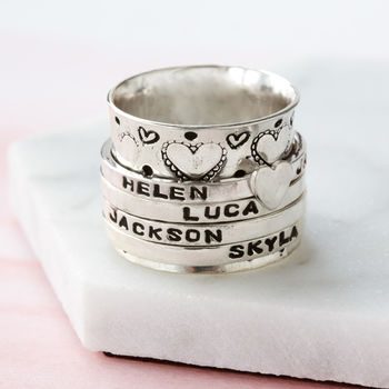 Personalised Love Hearts Sterling Silver Spinner Ring, 4 of 5