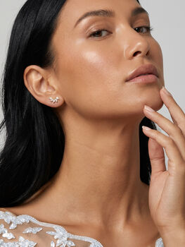 18k Gold Or Silver Curved Cluster Stud Earrings, 5 of 6