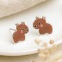 Sterling Silver Capybara Stud Earrings – 10mm, thumbnail 1 of 6