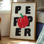 Red Bell Pepper Art Print – Hand Drawn Texture Bold Typography Food Print, thumbnail 7 of 7