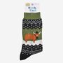 Men's Bamboo Socks Winter Highland Cow Green, thumbnail 2 of 5