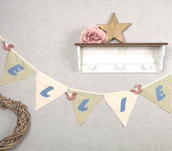 Bunting Vintage Style, Gingham Green Creams Blue, 2 of 8
