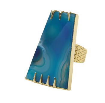 Blue Agate 'Determination' Gold Plated Adjustable Ring, 3 of 9