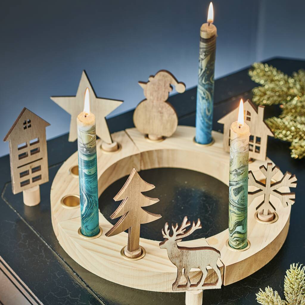 Wooden Table Ring Advent Wreath, 1 of 4