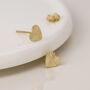 Gold Plated Sterling Silver Sunburst Heart Stud Earrings – 7mm, thumbnail 5 of 8