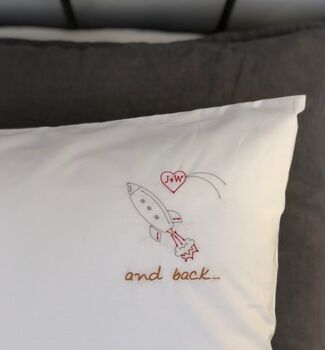 To The Moon.. And Back Embroidered Pillowcases, 7 of 7