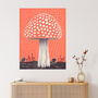 Fairy Fungi Toadstool Fly Agaric Coral Wall Art Print, thumbnail 1 of 6