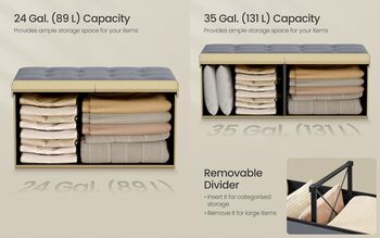 Foldable Storage Bench Ottoman With Lid, 6 of 7