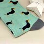 Men's Bamboo Little Sausage Dogs Socks In Mint, thumbnail 2 of 2