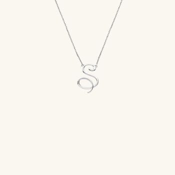 Mini Personalised Script Letter Necklace Silver, 11 of 12