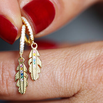 Multi Coloured Sterling Silver Feather Earrings, 2 of 9