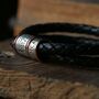 Black Braided Leather And Silver Medical Alert Bracelet, thumbnail 2 of 11