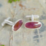 11ct Ruby Cufflinks In Sterling Silver, thumbnail 3 of 3