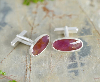 11ct Ruby Cufflinks In Sterling Silver, 3 of 3