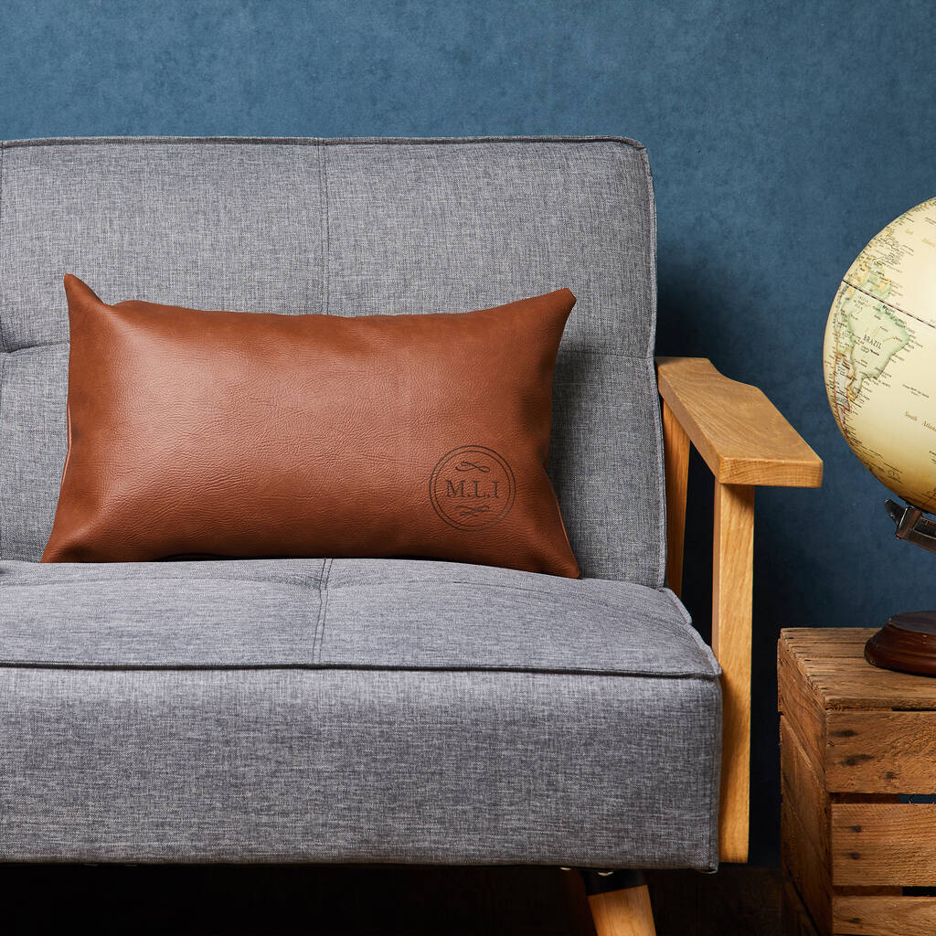 Personalised Vegan Leather Cushion For Men By Dust and Things