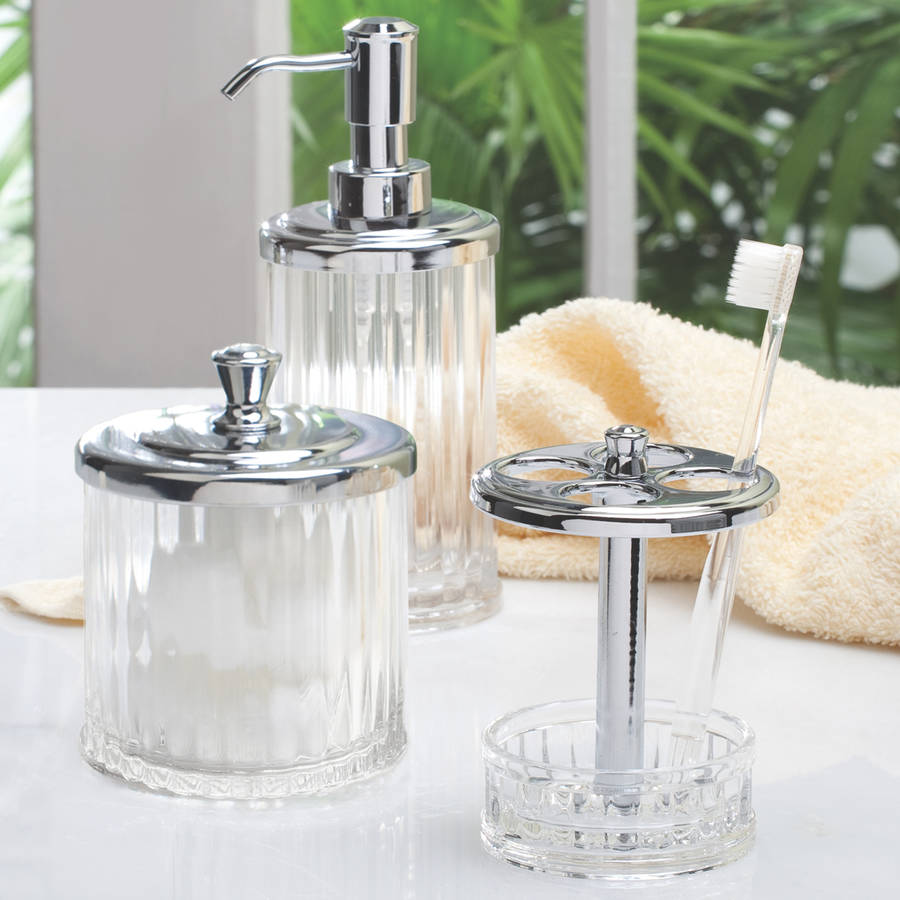Clear Soap Dispenser And Matching Bathroom Accessories By Jodie