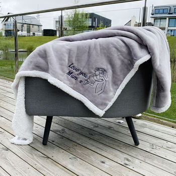 Personalised Embroidered Photo Grey Sherpa Blanket, 7 of 12