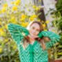 Bright Green Zig Zag Print Cardigan, thumbnail 2 of 11