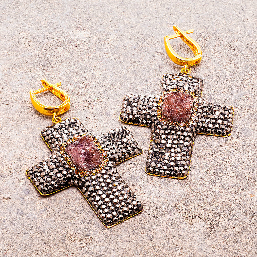 Swarovski crystal cross on sale earrings