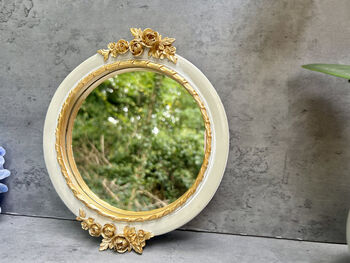 20cm Cream And Gold Decorative Wall Mirror – Floral Motif, 10 of 12